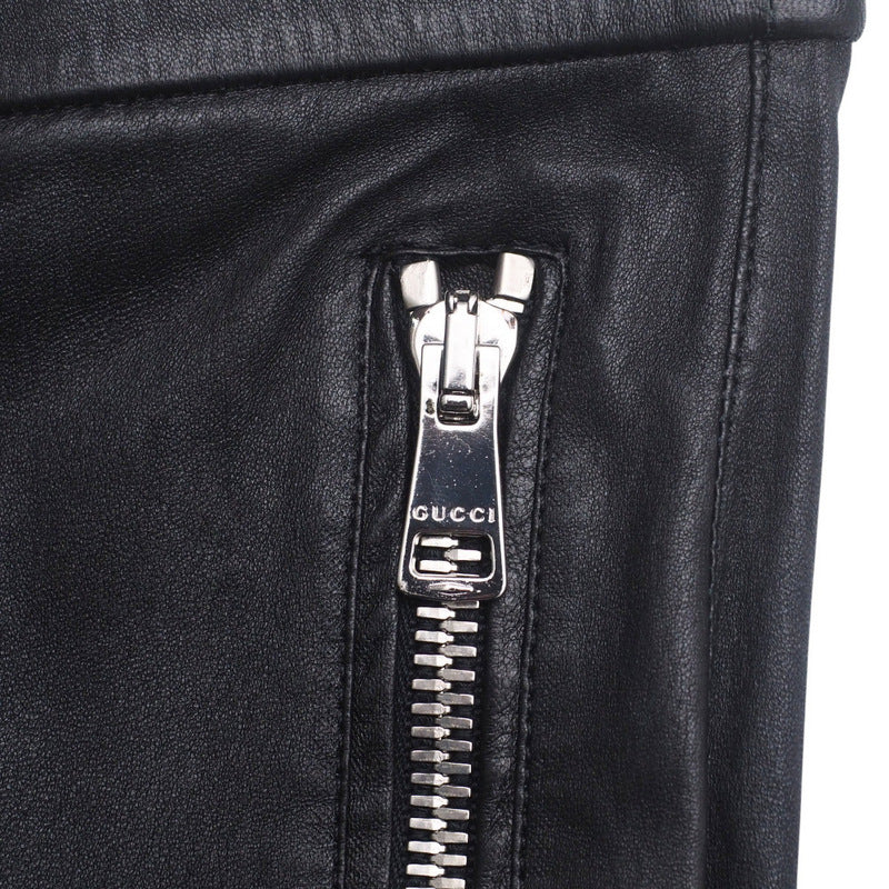 GUCCI skinny pants 360417 leather Black/Metal:Silver Women 36