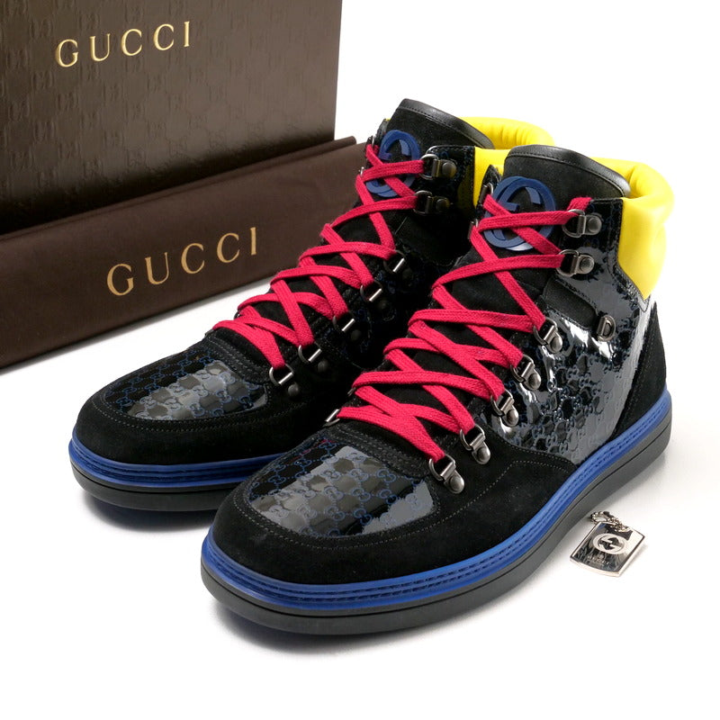 GUCCI sneakers 392167 leather black mens 10 2/1G