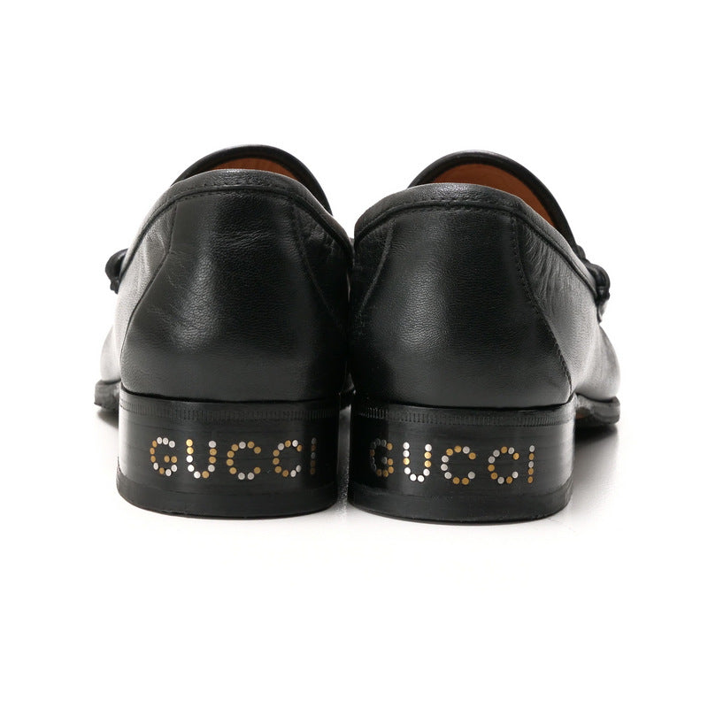 GUCCI loafers 575113 leather Black Gold x Silver mens 7.5
