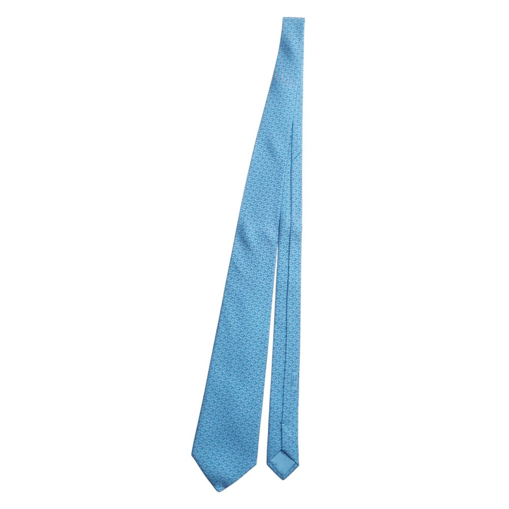 HERMES tie 5509UA silk blue mens