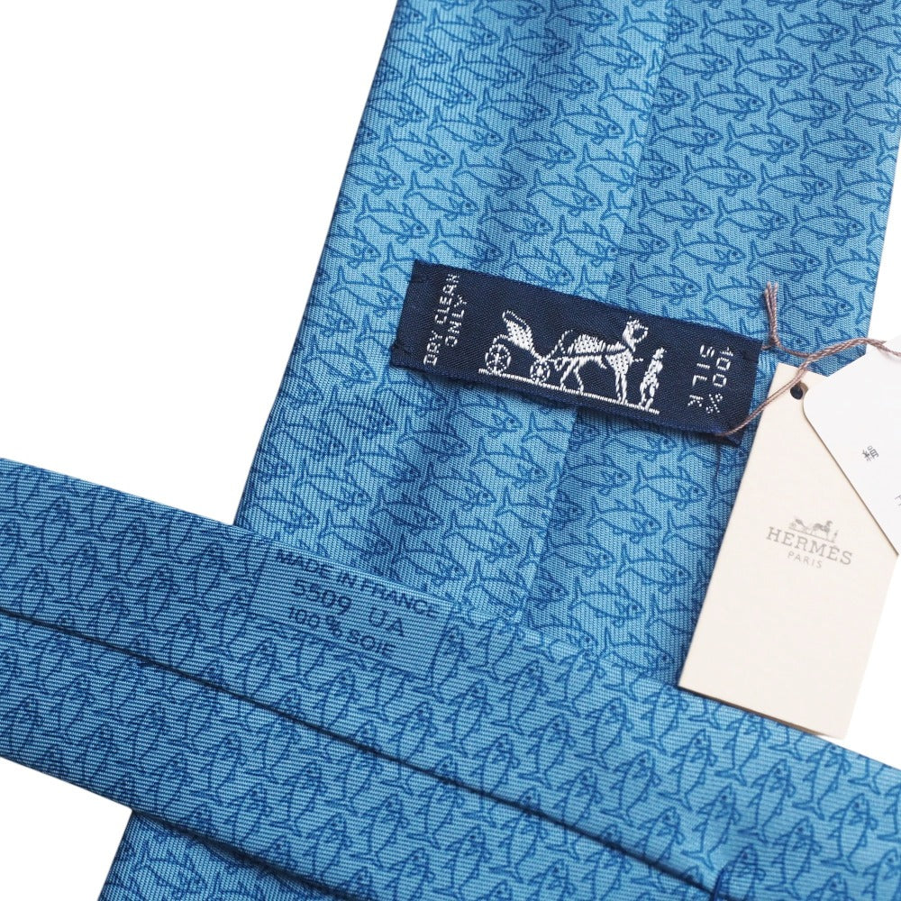 HERMES tie 5509UA silk blue mens