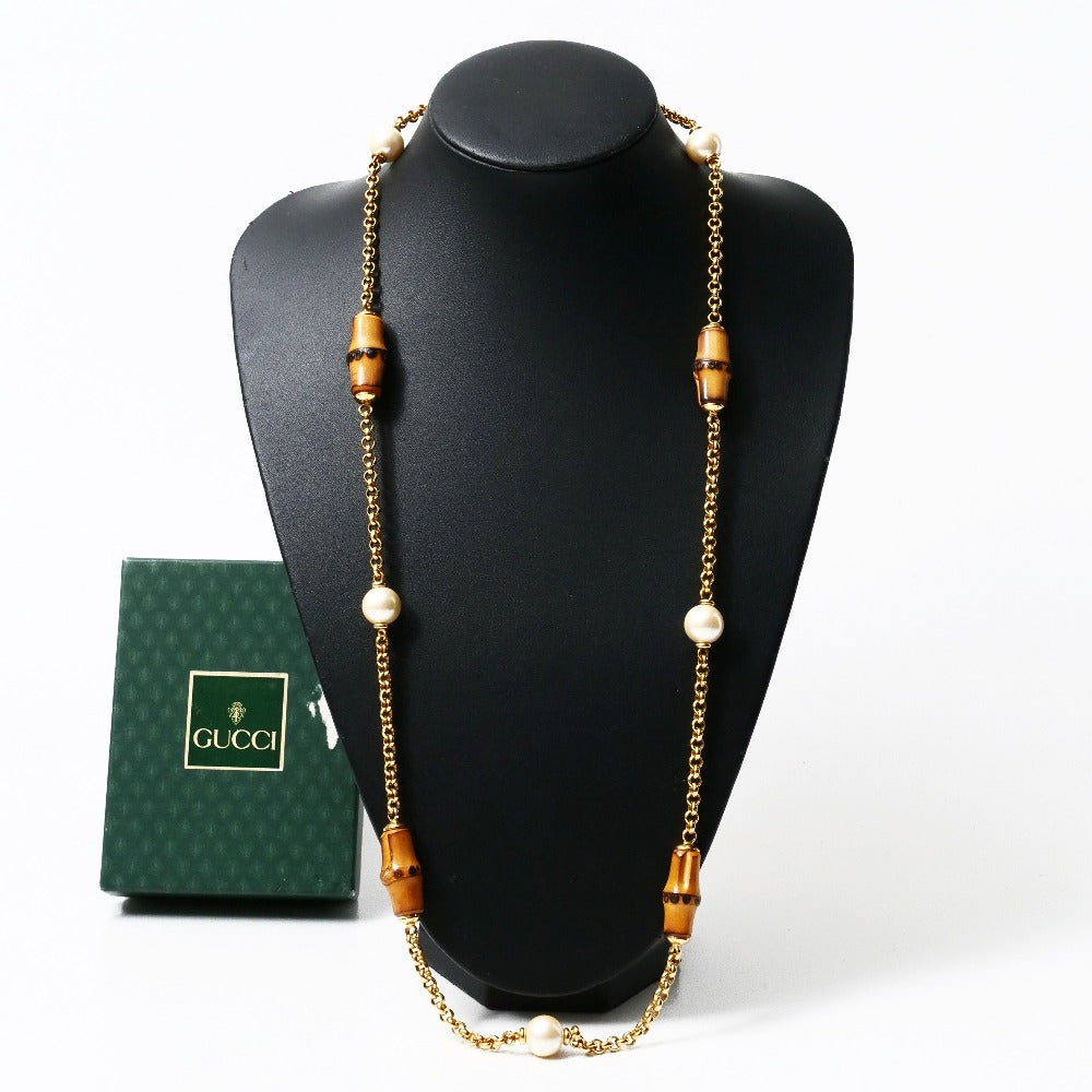 GUCCI Necklace Bamboo Gold/Brown/White Women