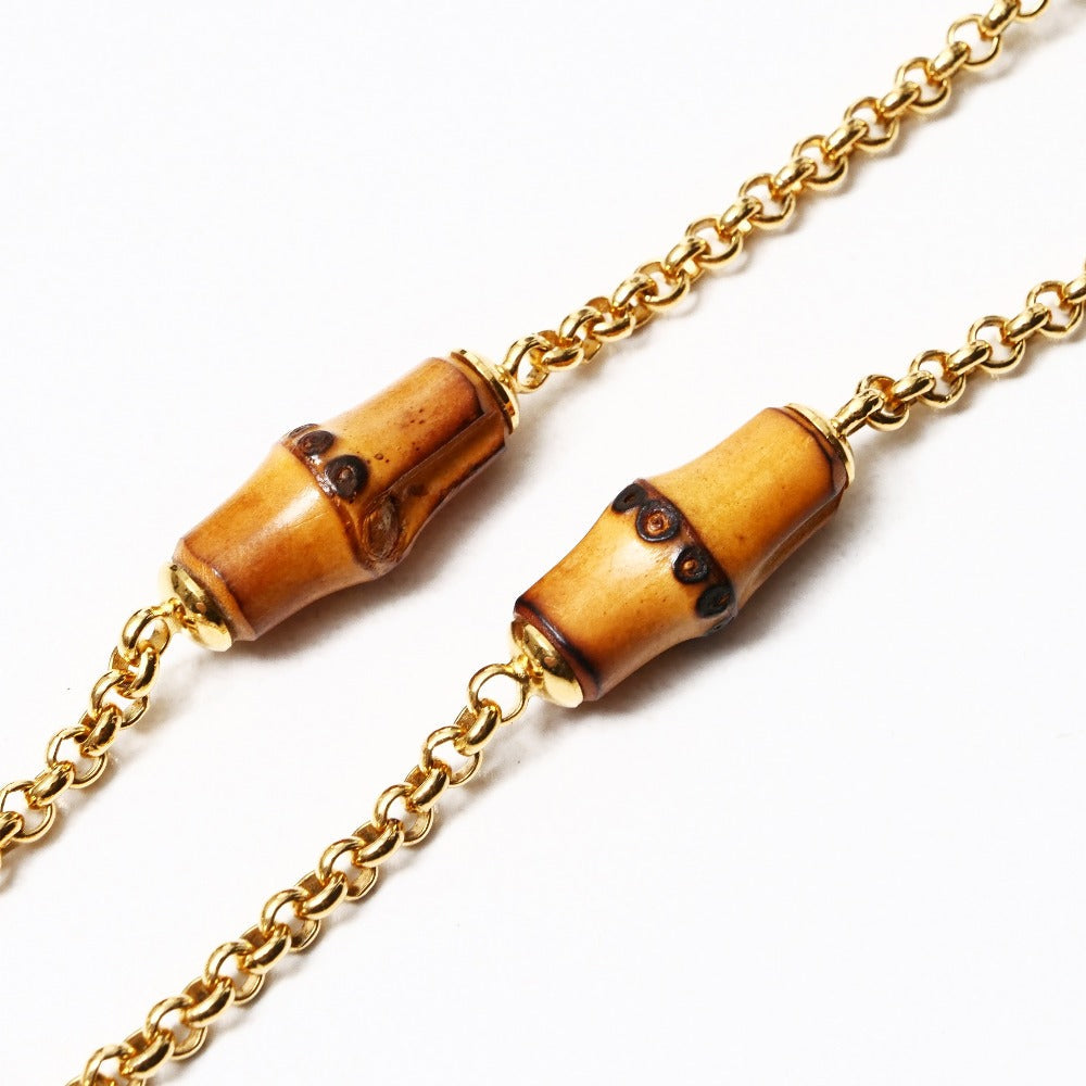GUCCI Necklace Bamboo Gold/Brown/White Women