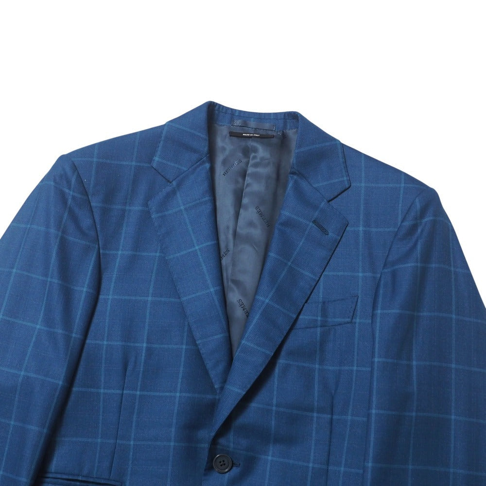 HERMES suit G9300 73% wool, 27% silk Navy mens 42