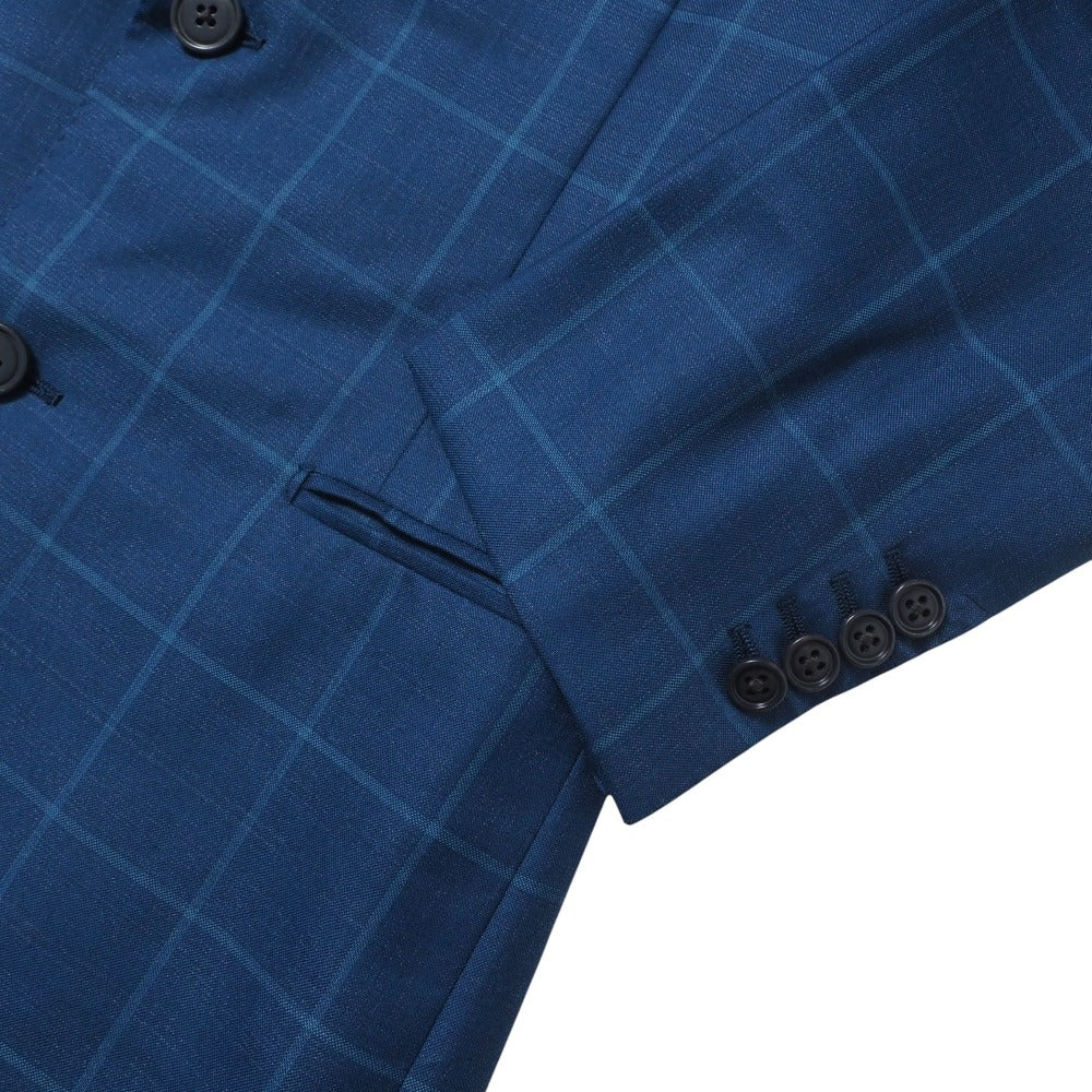 HERMES suit G9300 73% wool, 27% silk Navy mens 42
