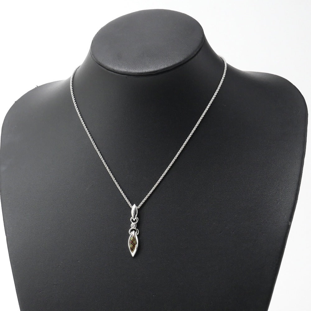 BURBERRY Necklace Metal, Rhinestone Silver check Women(Unisex)