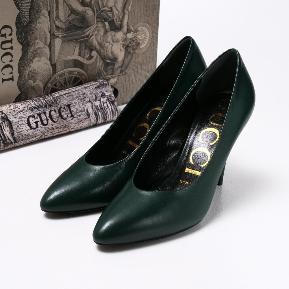 GUCCI pumps 589769 leather green Women 36 1/2