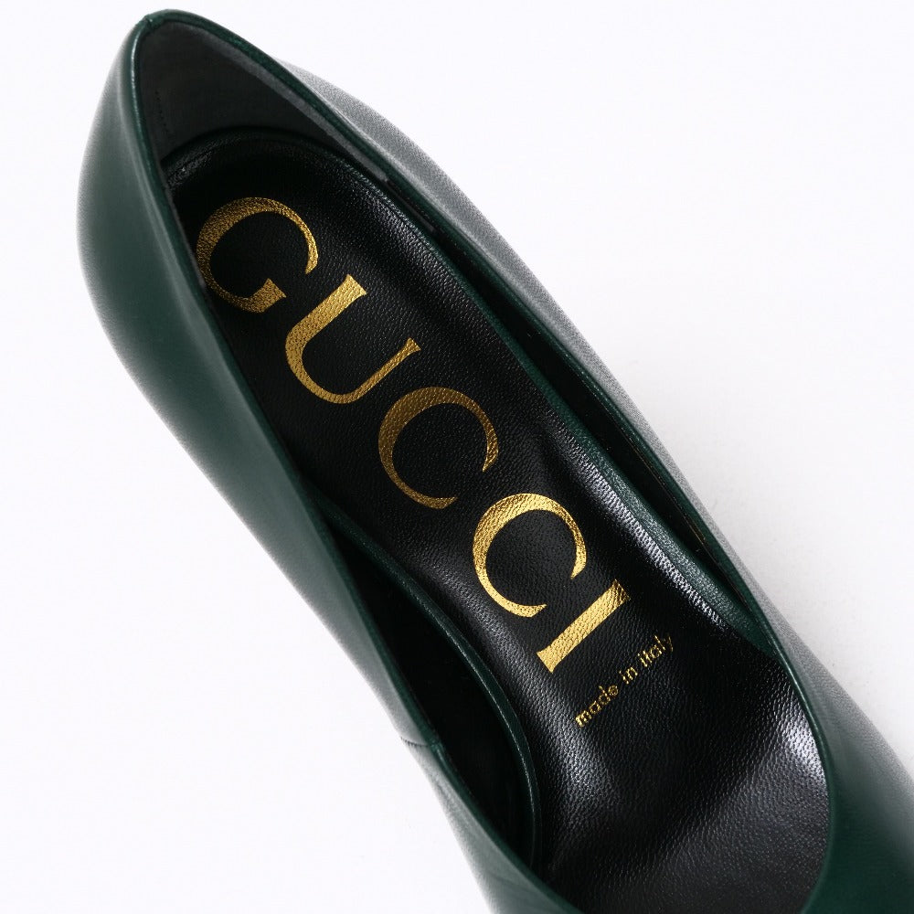 GUCCI pumps 589769 leather green Women 36 1/2