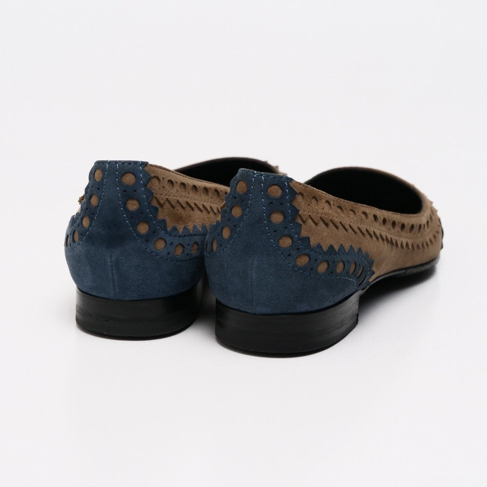 HERMES pumps Suede Black brown brown navy Women 35