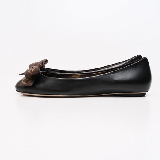 LOUIS VUITTON pumps Leather, Fabric By color Flat shoes Monogram Women 37 1/2