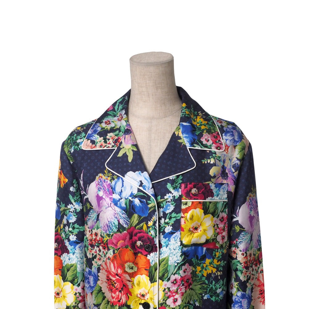 LOUIS VUITTON Long sleeve shirt RW222B SR8 FNTO63 silk Navy Multicolor Women 38