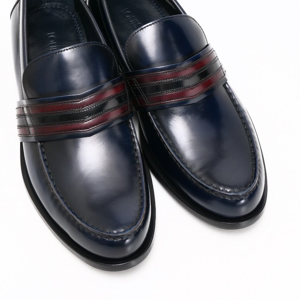 LOUIS VUITTON loafers BM0115 leather Navy red mens 7 1/2M