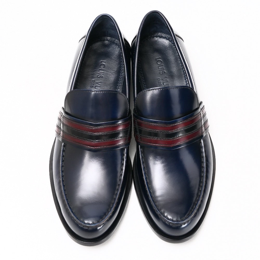 LOUIS VUITTON loafers BM0115 leather Navy red mens 7 1/2M