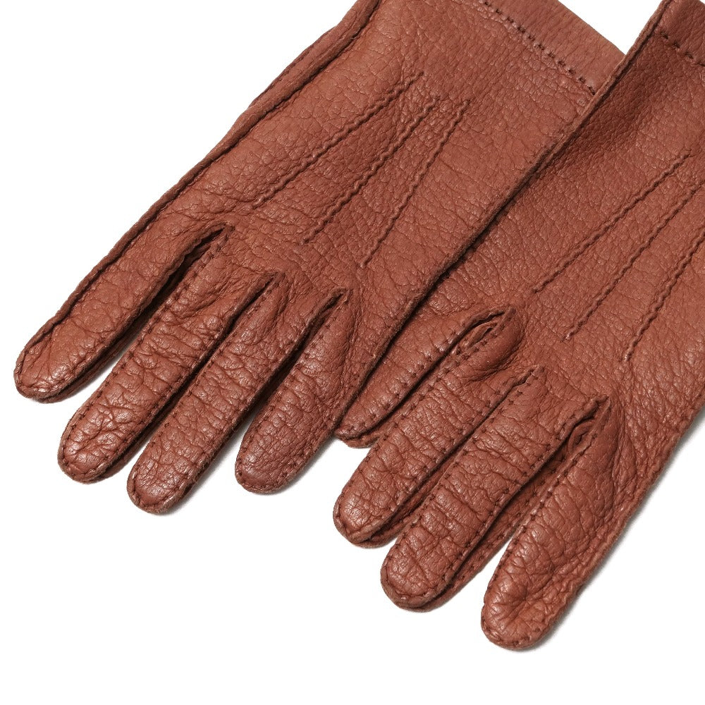 HERMES Glove leather Brown 8