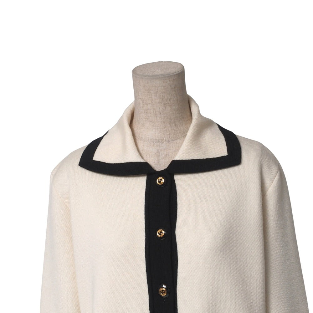 GUCCI cardigan 681307 XKB7S wool Ivory Black Gold Women S