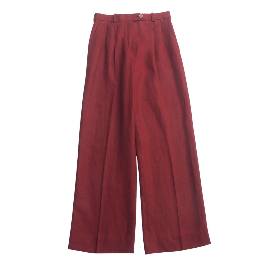 HERMES Pants Hemp linen Red type Women 34