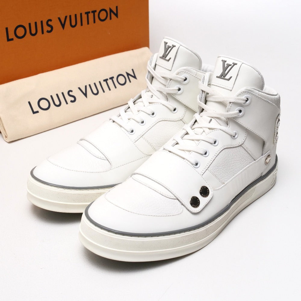 LOUIS VUITTON sneakers MS1122 leather white mens 7 1/2