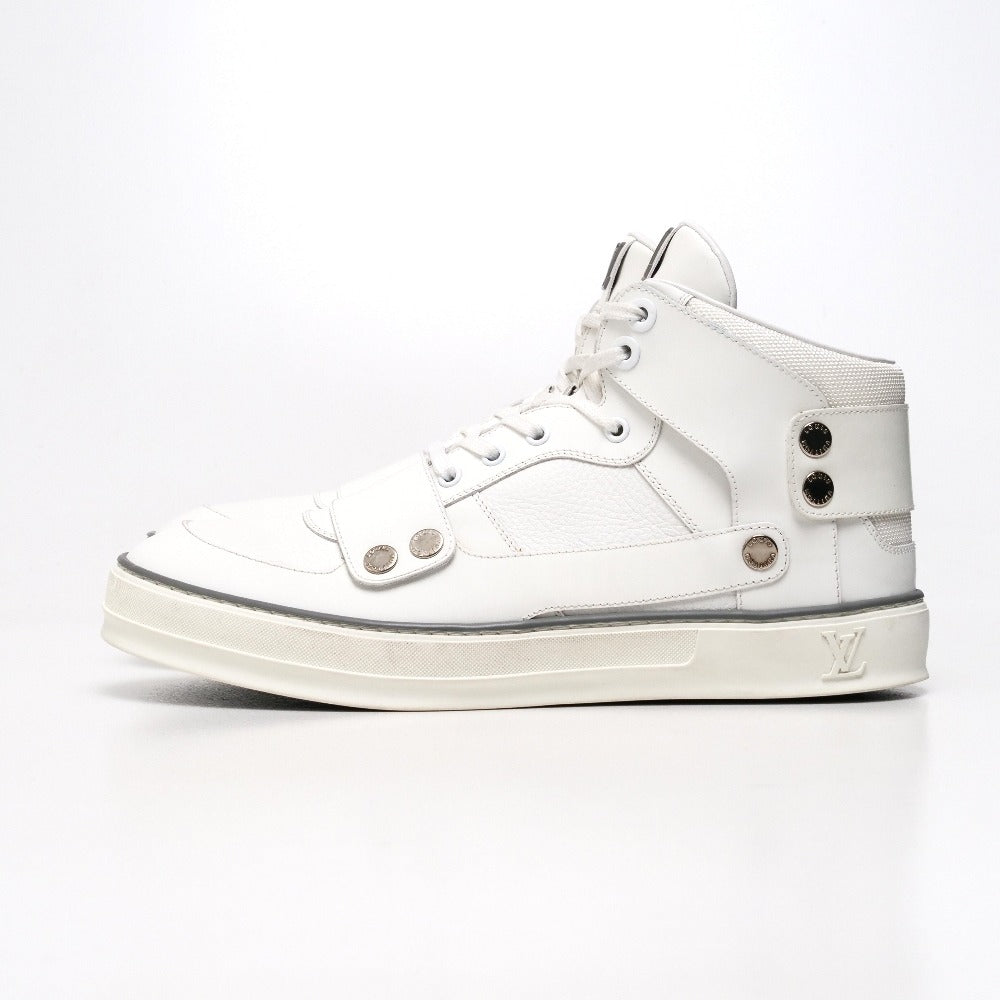LOUIS VUITTON sneakers MS1122 leather white mens 7 1/2
