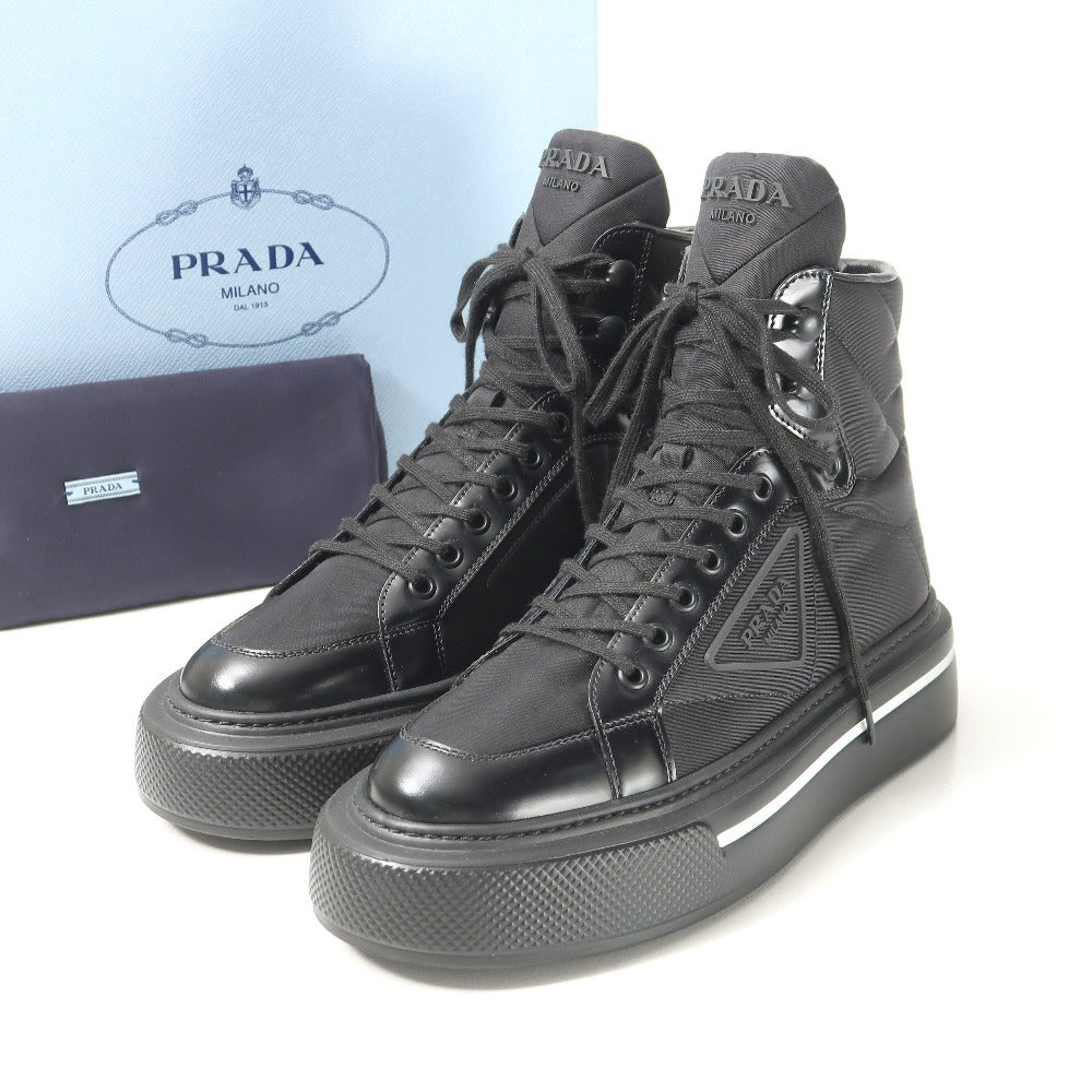 PRADA sneakers MACRO HIGH TOP Nylon Black type White 642 Women 37
