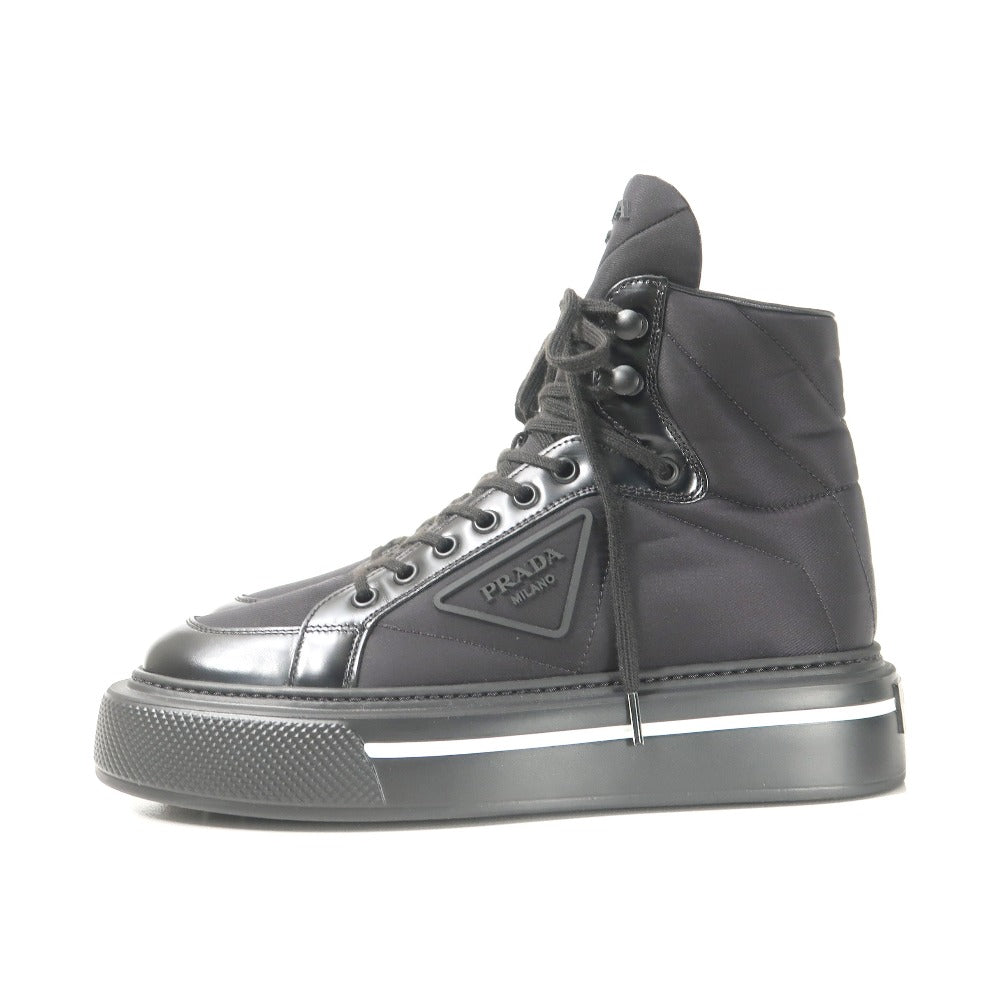 PRADA sneakers MACRO HIGH TOP Nylon Black type White 642 Women 37
