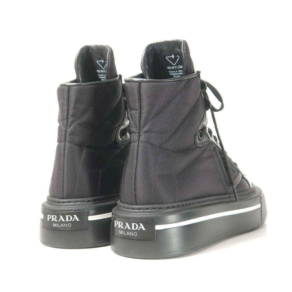 PRADA sneakers MACRO HIGH TOP Nylon Black type White 642 Women 37