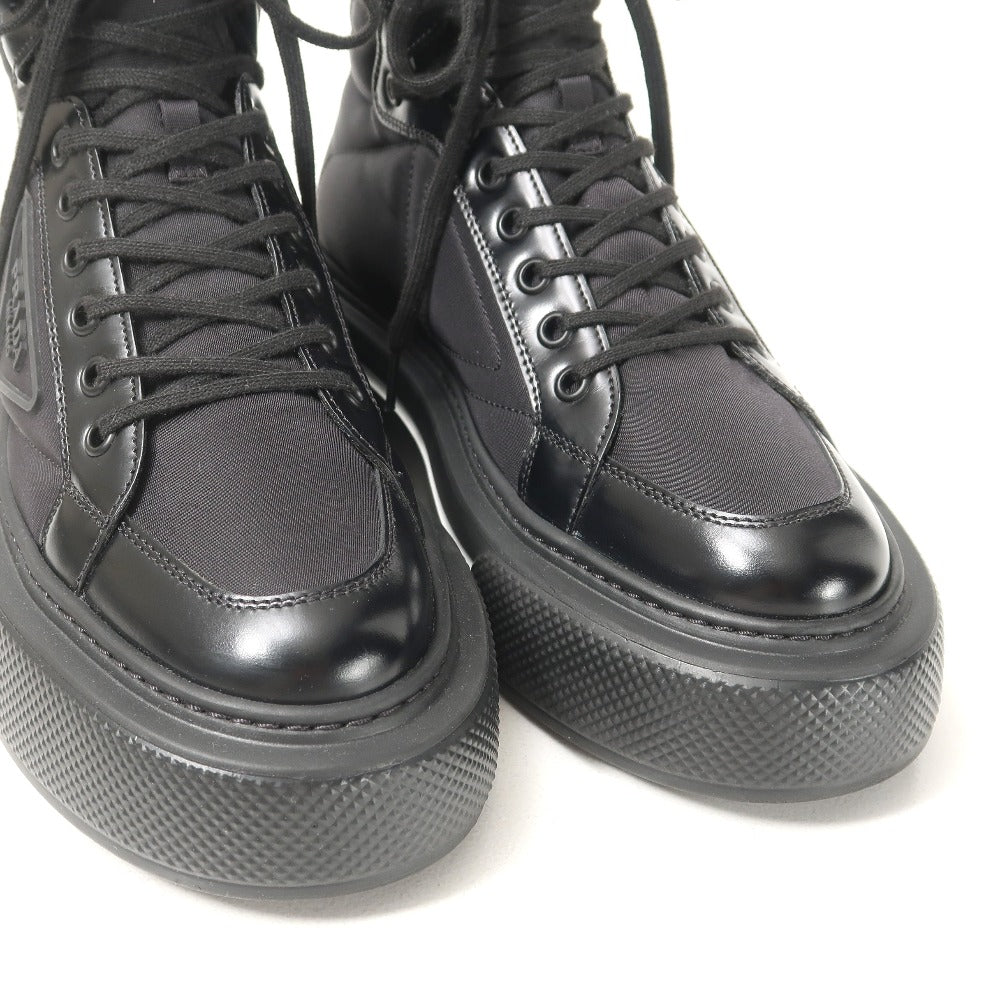 PRADA sneakers MACRO HIGH TOP Nylon Black type White 642 Women 37