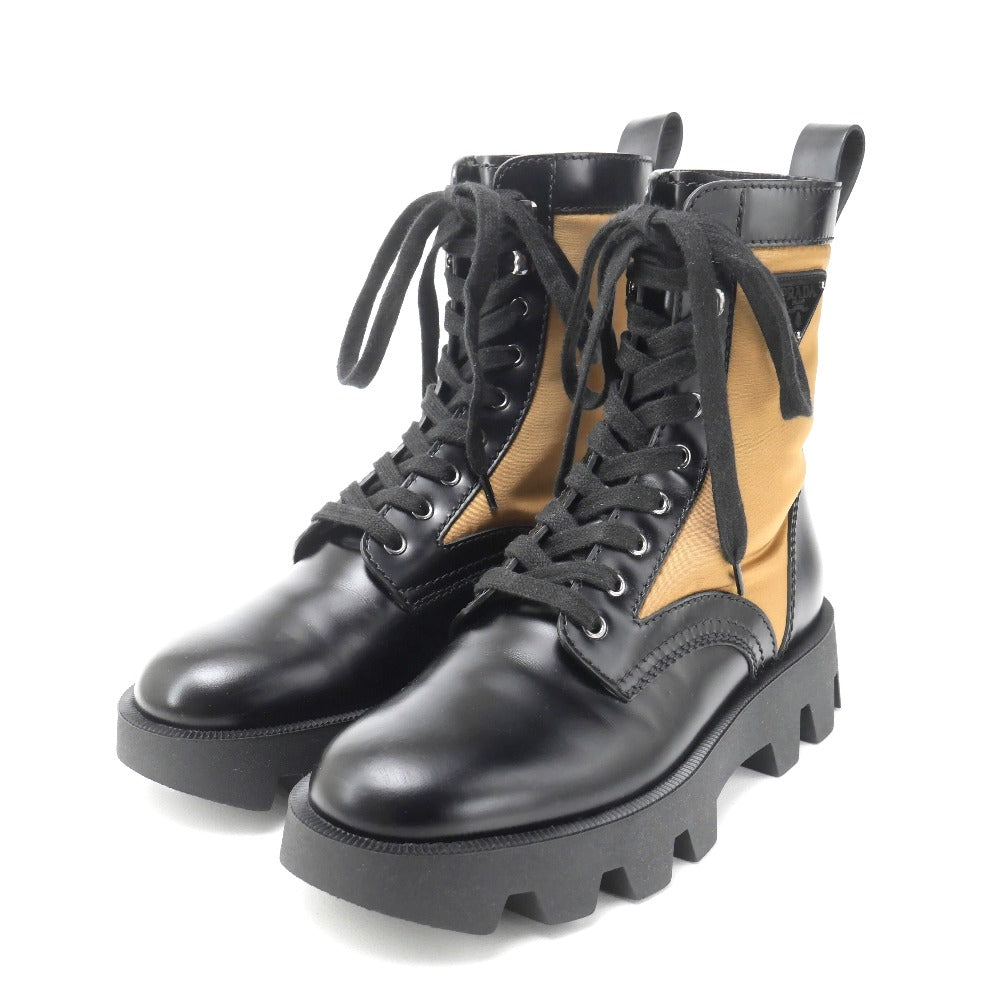 PRADA boots 2UE006 leather Black beige mens 6