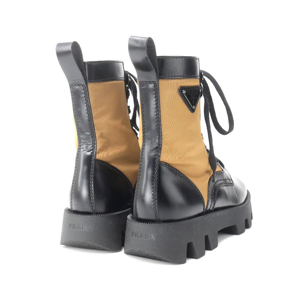PRADA boots 2UE006 leather Black beige mens 6