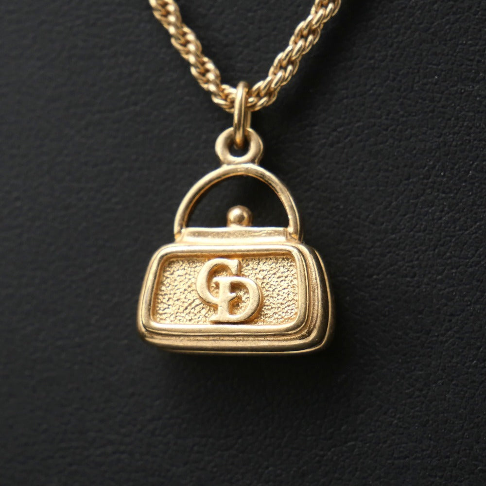 Christian Dior Necklace Gold Plated gold Bag Charm Necklace Women
