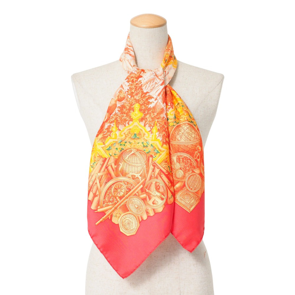 HERMES scarf silk Red Orange White Yellow Green Women