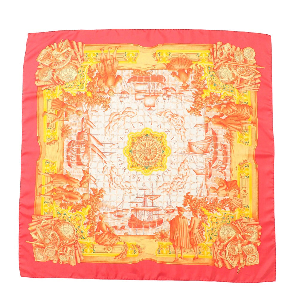 HERMES scarf silk Red Orange White Yellow Green Women