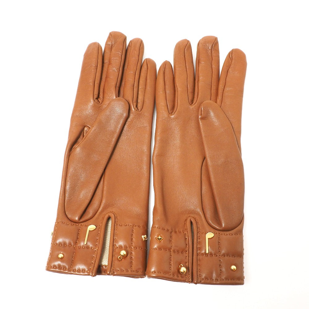 HERMES Glove leather Camel Women 7