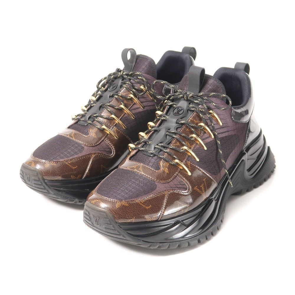 LOUIS VUITTON sneakers Æâ°ÆâÆAÆEÆFÆC ÆpÆâ¹ÆX enamel Black Brown Gray Gold GO1128 mens 9