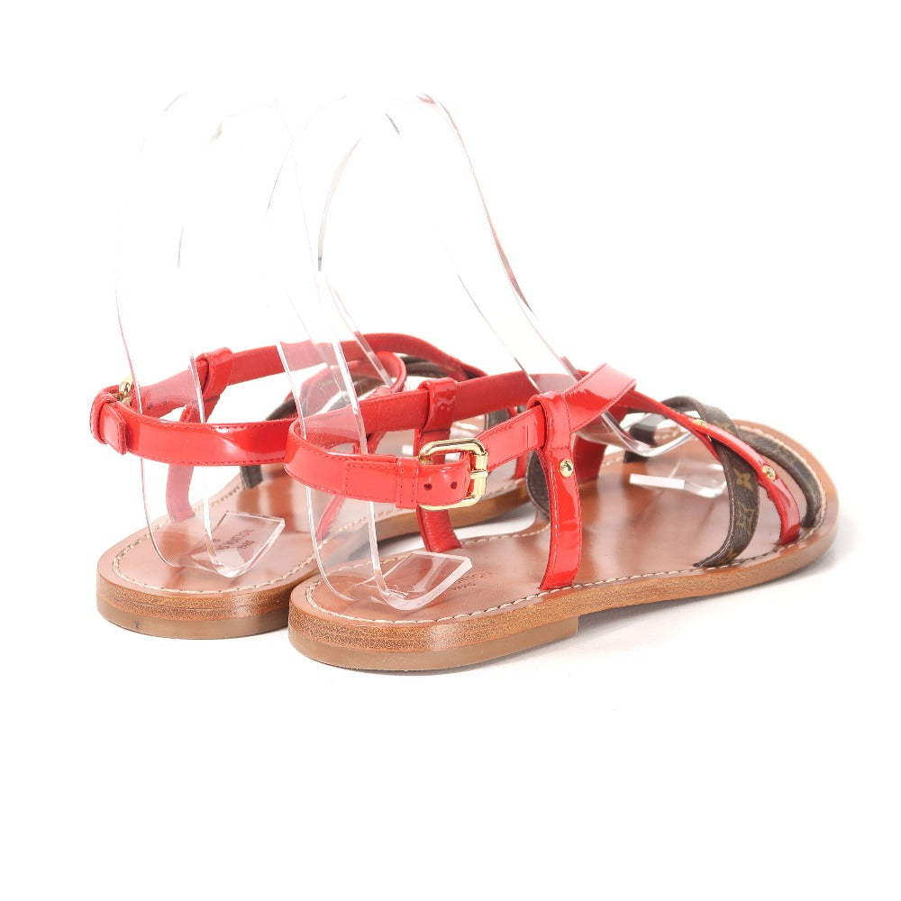 LOUIS VUITTON Sandals Carimbo Monogram canvas Red Dark Brown Beige SC 1106 Women 37 1/2