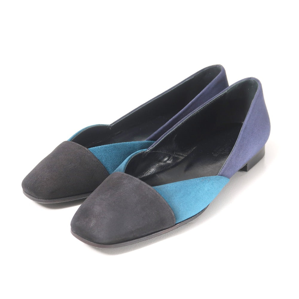 HERMES pumps Suede Navy Black Blue type Women 37 1/2