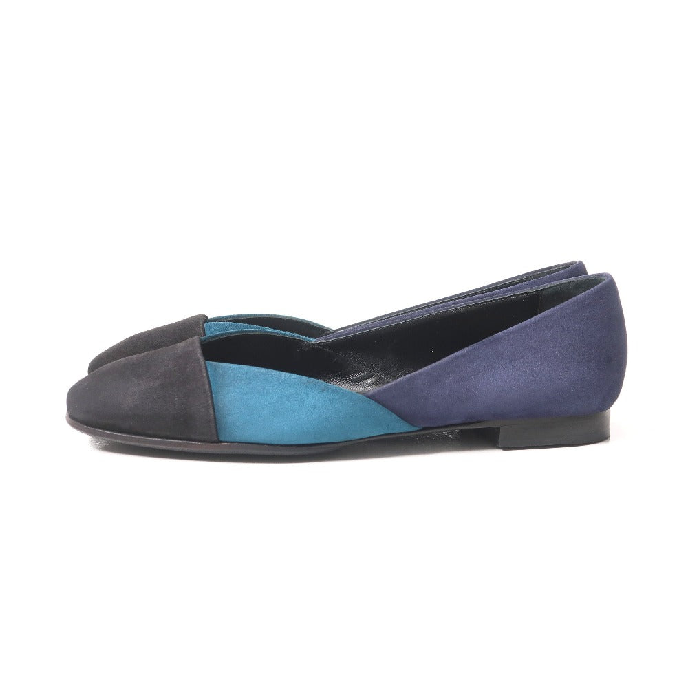 HERMES pumps Suede Navy Black Blue type Women 37 1/2