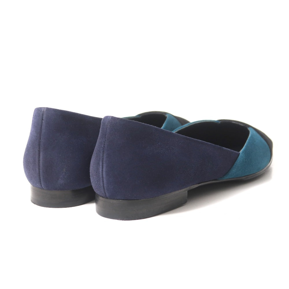 HERMES pumps Suede Navy Black Blue type Women 37 1/2