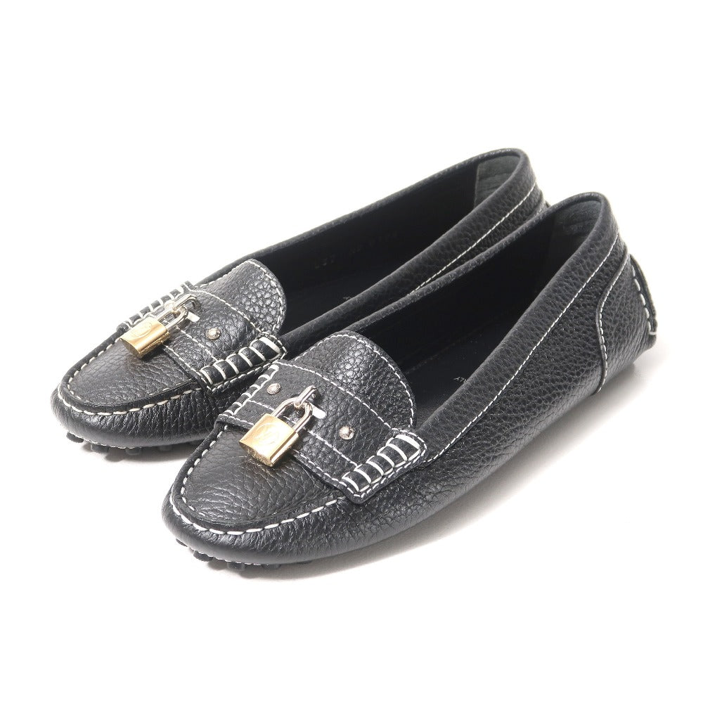 LOUIS VUITTON Slip-on leather Black White ND0196 Women 37