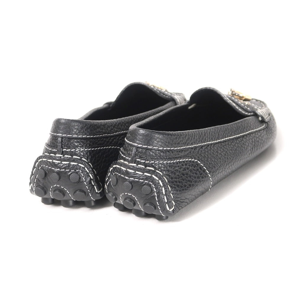LOUIS VUITTON Slip-on leather Black White ND0196 Women 37