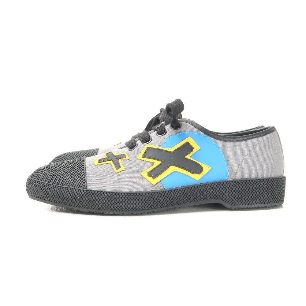 PRADA sneakers leather Grey Black Yellow Blue 2EG176 Women 5 1/2