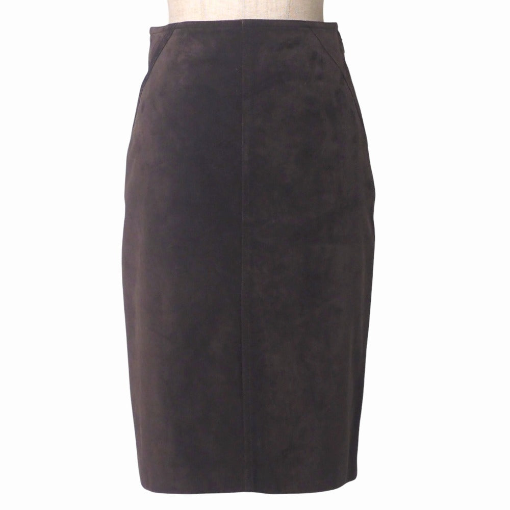 GUCCI skirt Suede Brown Suede leather Women 38