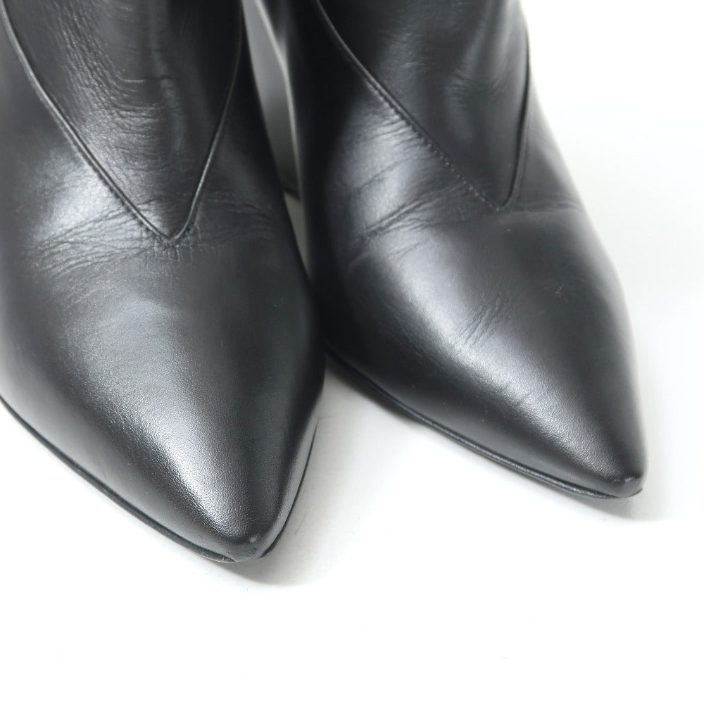 HERMES boots leather black Women 36