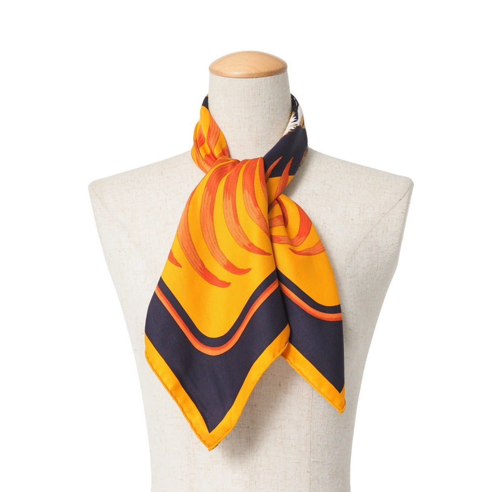 HERMES scarf silk Orange Navy White Beige type Women