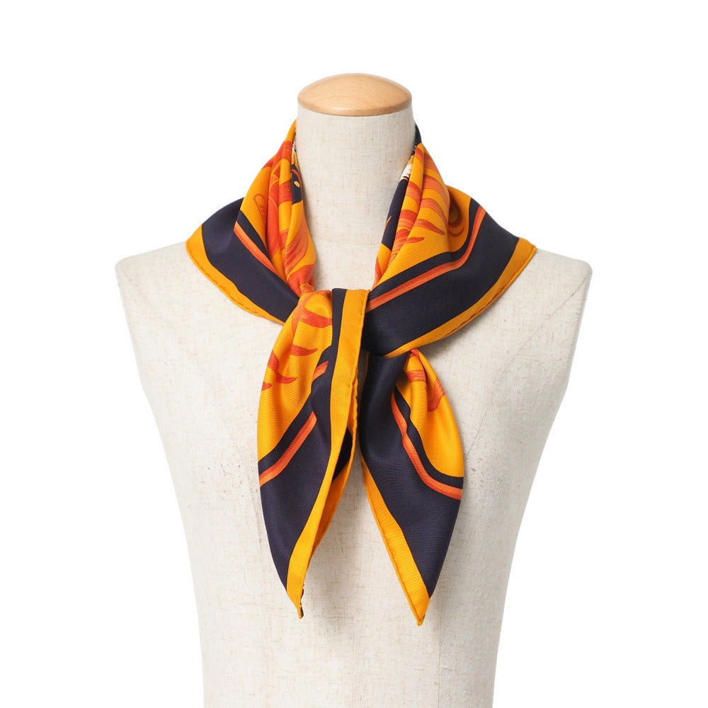 HERMES scarf silk Orange Navy White Beige type Women
