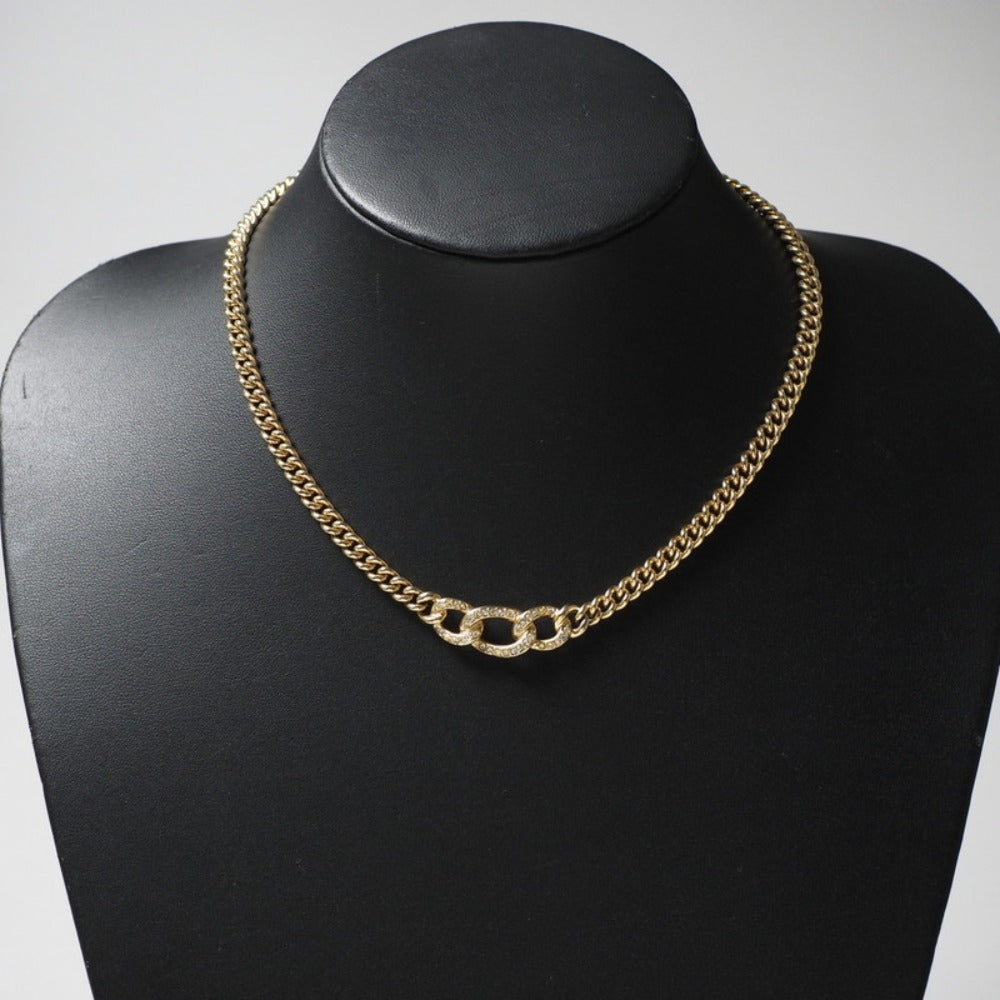 Christian Dior Necklace Rhinestone , Alloy gold Women(Unisex)