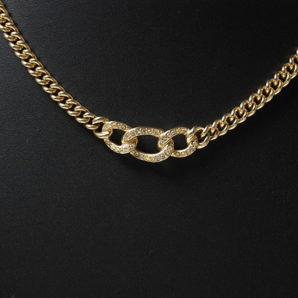 Christian Dior Necklace Rhinestone , Alloy gold Women(Unisex)
