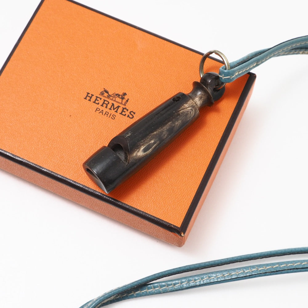 HERMES Necklace leather Blue type unisex(Unisex)