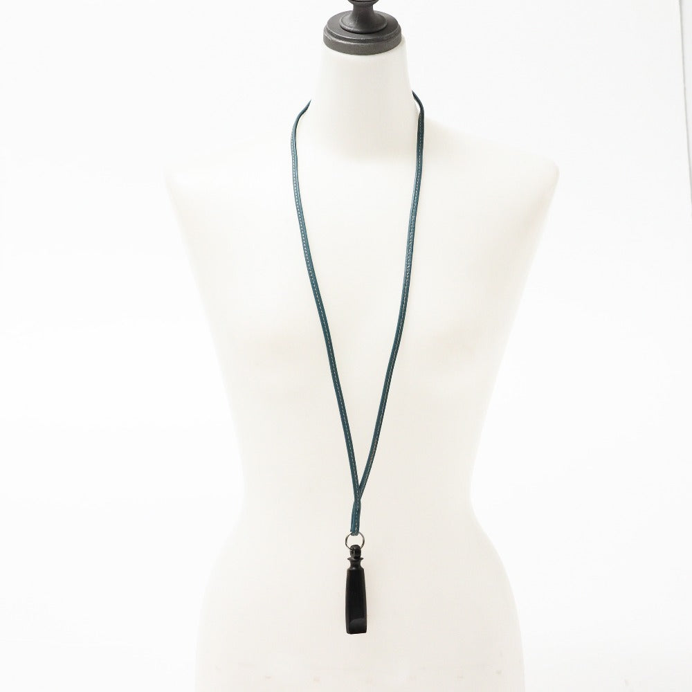 HERMES Necklace leather Blue type unisex(Unisex)