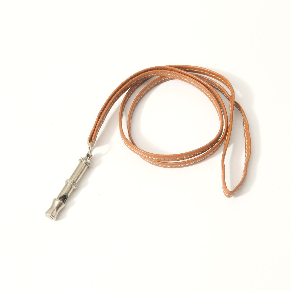 HERMES Necklace leather Brown silver Women