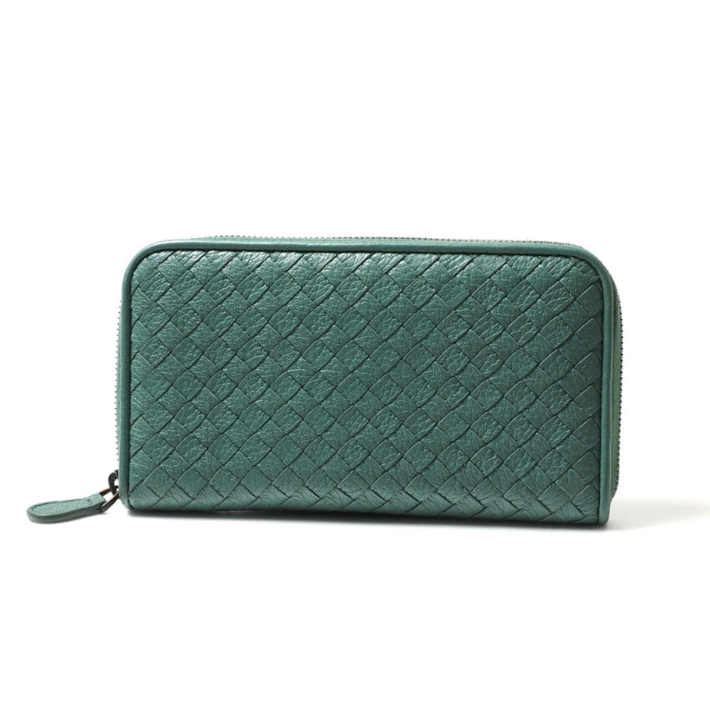 BOTTEGAVENETA Long Wallet Purse Genuine Leather green unisex(Unisex)